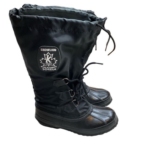 Sorel Snowlion Kaufman Snow Boots 7 Women’s Black Insulated Canada‎ NWOB - Picture 3 of 8